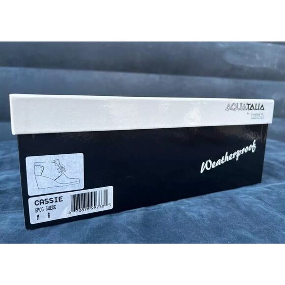 Aquatalia By Marvin K ‘Cassie’ Gray Suede Laceup Wedge Booties Italy Size US 6 - Picture 6 of 6